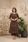 K 1223 By Naisha Cotton Flex Embroidery Kurti With Bottom 